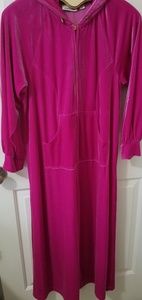 HoodedLuxuryHot PinkVelourJoanRiverHouseCoat/ Robe